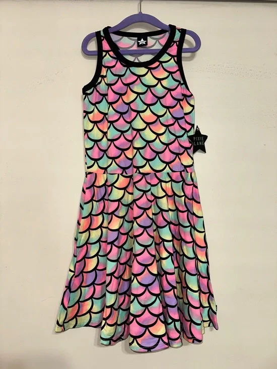 Pixie Lane Girls' Size 8 NWT Rainbow Mermaid Scale Tank Dress - Picture 1 of 2